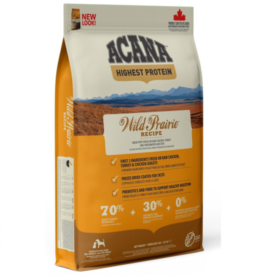 ACANA Highest Protein Wild Prairie – hrană uscată fără cereale pentru câini, bogată în proteine, 11,4 kg